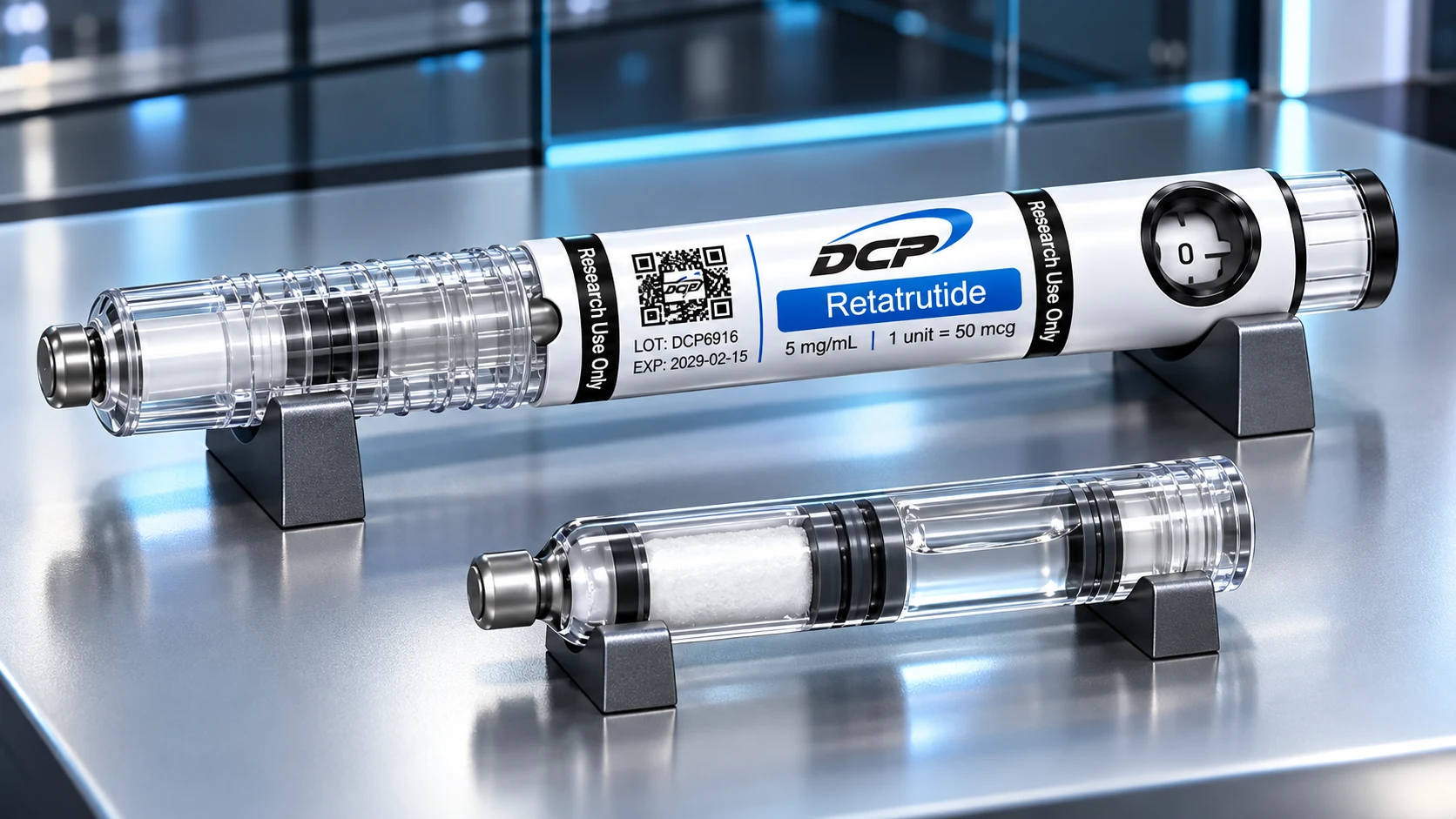 Dual Chamber cartridge system — Redaktionel produktopstilling; ikke et foto af faktiske faciliteter, tilbehør eller testresultater.