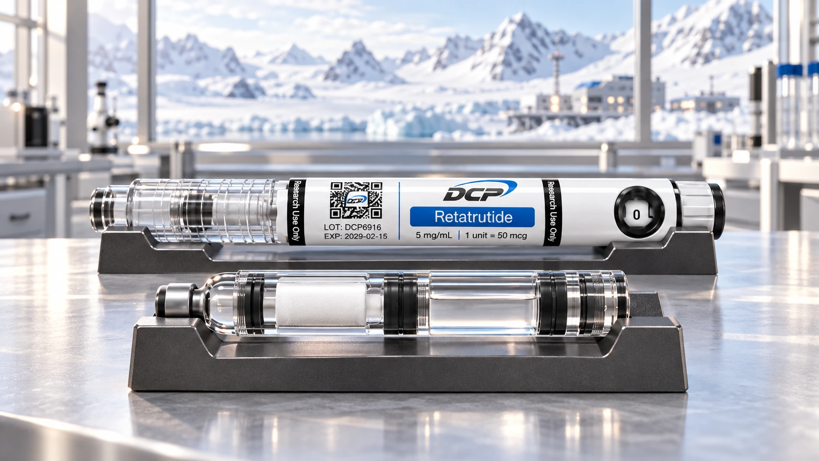 Dual Chamber cartridge system — Redaktionel produktopstilling; ikke et foto af faktiske faciliteter, tilbehør eller testresultater.